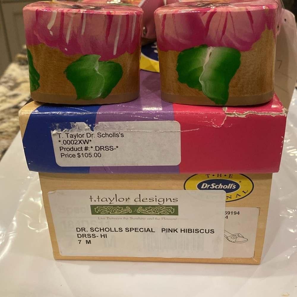 Dr. Scholl’s Special Pink Hibiscus Ladies Mules by T. Taylor Designs - Picture 4 of 6